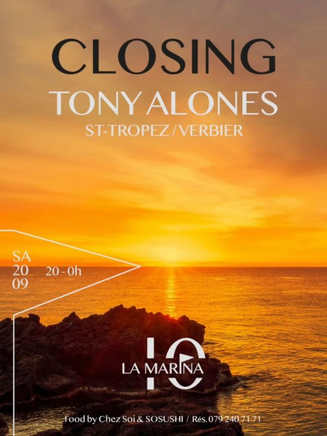 Pour le dernier SAMEDI de l'ÉTÉ... et de cette fabuleuse saison : nous accueillons @tonyalones ! 🤗 Ses résidences au Gaio et à Bagatelle les étés à St Tropez, ou encore au Farm Club de Verbier les hivers, le place à la pointe des soirées les plus endiablées, convoitées par tous les amoureux de la fête 😍 il fait danser les vacanciers du monde entier dans les endroits les plus prisés, et posera son set ce samedi à LA MARINA, pour vous embarquer dans son univers éclectique qui fait vibrer toutes les générations 🤩