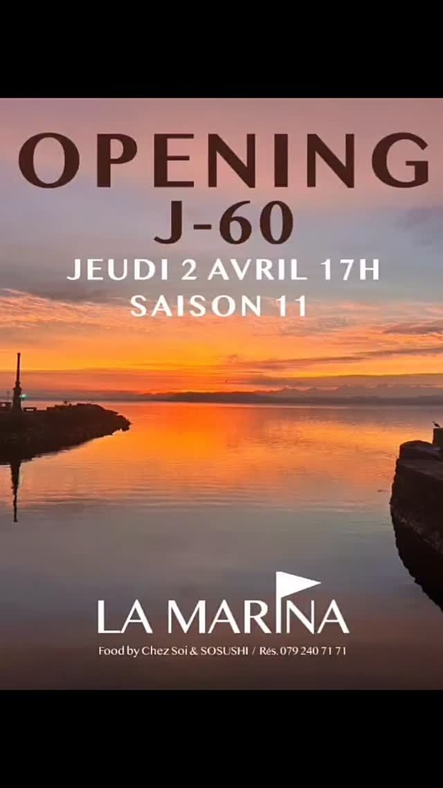 🤩 𝐉 - 𝟔𝟎 !

Déjà !!

🥳 Plus que 2 mois à patienter avant la réouverture de 𝗟𝗔 𝗠𝗔𝗥𝗜𝗡𝗔 !

🤗 Nous nous réjouissons d'enfin vous retrouver, pour une 𝟏𝟏 𝐞𝐦𝐞 𝐒𝐚𝐢𝐬𝐨𝐧 que nous prévoyons inoubliable ✨️

🥂 Votre sélection de boissons préférées 
🍽️ Nos meilleurs partenaires FOOD :
🍕 @chez_soi_food et 🍣 @sosushi_official
🎶 DJs, Évents, Surprises......!

🍾 Nous vous attendons le 𝗝𝗘𝗨𝗗𝗜 𝟬𝟮 𝗔𝗩𝗥𝗜𝗟, veille de férié, pour profiter de ce grand week-end de Pâques afin de fêter avec nous cet Opening 🤩

📍 𝗟𝗔 𝗠𝗔𝗥𝗜𝗡𝗔 – 𝑷𝒐𝒓𝒕 𝒅𝒖 𝒍𝒂𝒄 𝒅𝒆 𝑵𝒆𝒖𝒄𝒉𝒂𝒕𝒆𝒍
📅  ᴊᴇᴜᴅɪ 𝟢𝟤 ᴀᴠʀɪʟ
🔥 𝐀𝐦𝐛𝐢𝐚𝐧𝐜𝐞 𝐝𝐞 𝐟𝐨𝐥𝐢𝐞 𝐠𝐚𝐫𝐚𝐧𝐭𝐢𝐞 !

⚠️ il ne reste plus que des tables en dehors de la Pergola ! RÉSERVATIONS 079 240 71 71