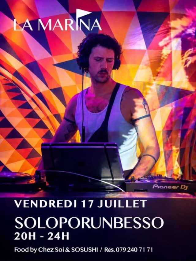 ✨️ Léo 🎧 SOLOPORUNBESSO 🎶
On ne vous le présente plus !
Chaque fois qu'il prend place derrière nos platines, il nous embarque avec lui dans un univers mélodique rythmé qui incarne complètement l'âme de LA MARINA 💛 c'est une véritable invitation au voyage au fil de sa culture musicale impressionnante ! Personne ne résiste à ses vibes entraînantes. Soudainement, le temps s'accélère, et la nuit devient trop courte. 
Il nous fera de nouveau vibrer ce vendredi 17 juillet dès 20h 🤗