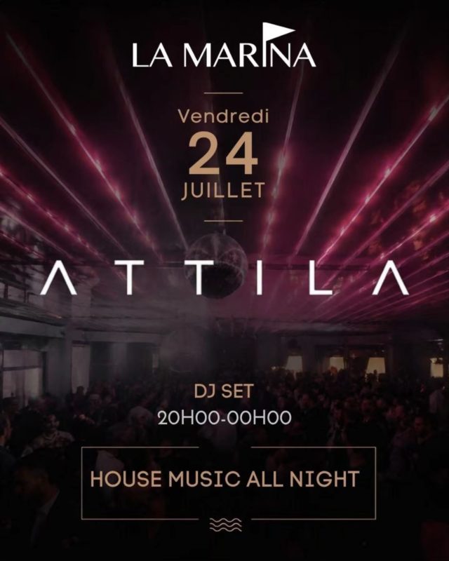 🎧 Attila, c’est un peu le régional de l’étape, pas besoin de le présenter. 😉

🎛 Derrière chaque set, il y a des heures de recherche, des pépites dénichées, des classiques revisités et une seule obsession : créer la bande-son parfaite pour votre soirée. 👌

🪩 Vendredi 24 juillet, laissez-vous porter par une sélection House pensée sur mesure, du premier verre jusqu’au dernier morceau. 🎶