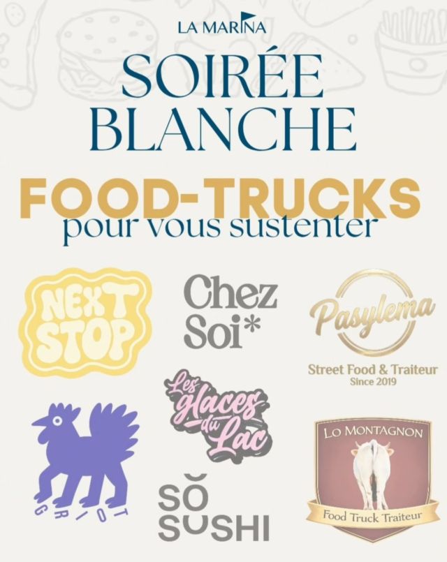 L'eau à la bouche 🤤

Pour la 20ème Édition de notre Soirée Blanche, nous avons mis les petits plats dans les grands !

En effet cette année, ce ne sont pas moins de 7 Food-Trucks de renom qui rejoindront l'événement pour régaler vos papilles tout au long de la soirée !

Un choix varié, des produits frais de qualité, il y en aura indiscutablement pour tous les goûts !

Des grosses faims aux petites gourmandises, toutes les exigences culinaires seront comblées par nos 7 partenaires :

@nextstopneuchatel 
@chez_soi_food 
@pasylema 
@griot.food 
@sosushi_official 
@lomontagnon 
& @les_glaces_du_lac 

🤗 mmmmmmmmh !