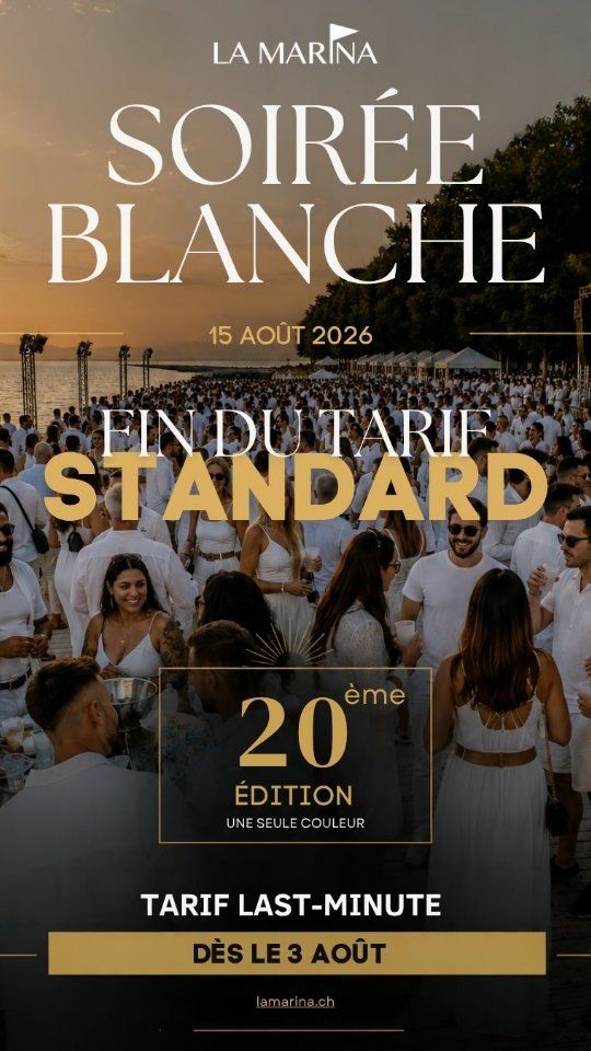 H -6 ⏳️ Tic Tac Tic Tac 
📢 Dernier appel pour les retardataires !
🚨 Le tarif Standard se termine CE SOIR à Minuit

⚠️ Passé ce délai les derniers billets restants seront au prix Last Minute

🎟 Rendez-vous dès maintenant sur la billetterie :
www.lamarina.ch 

Dernière ligne droite vers le Sold Out !