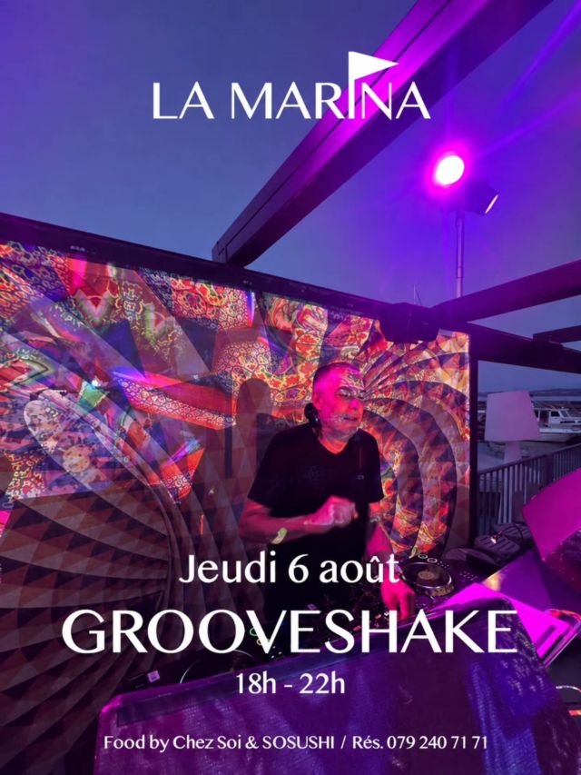 DJ GROOVESHAKE 🪩 est de retour ce JEUDI 6 AOÛT 

🎧 Le fameux Lausannois habitué des lieux, revient avec ses sets mélodiques et rythmés, pour ouvrir un week-end de festivités ! 

Les brigades de @chez_soi_food et de @sosushi_official seront également présents, dès mercredi et jusqu'à samedi pour vous régaler 🤤