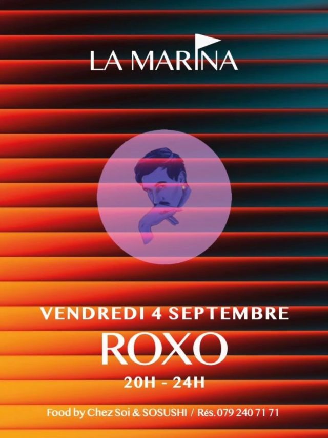 🎧 Roxo •@roxo_ • reprend les platines ce VENDREDI 4 SEPTEMBRE pour son ultime set de la saison à La Marina ! 🎶 Venez vous laisser transporter par son flow unique, pour votre before, de 20h à Minuit 🤩
Et de 17h à 22h c'est ChezSoi* et SOSUSHI qui régalent vos papilles 😋
•@chez_soi_food 
•@sosushi_official