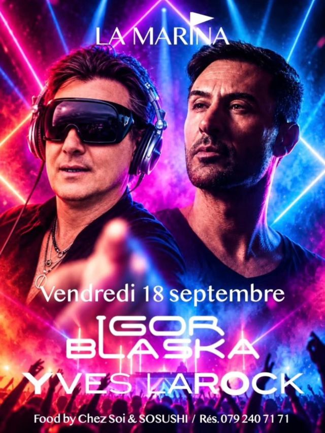 🪩 CLOSING J -2 • DERNIER VENDREDI !!! 
On vous a réservé une programmation exceptionnelle pour le dernier vendredi de la saison !
2 pointures de renom aux univers bien distincts qui se répondent. 2 grandes fiertés locales, mondialement connues. Leur travail, leur talent et leur énergie n'ont plus rien à prouver !
Ils ont fait danser des milliers de personnes pendant des décennies... et VENDREDI 18 SEPTEMBRE c'est derrières les platines de LA MARINA qu'Igor Blaska • @igorblaska • et Yves Larock • @yveslarock • vont nous faire l'honneur de faire vibrer ensemble Neuchâtel ! 
Pensez à réserver !! 📲 079 240 71 71