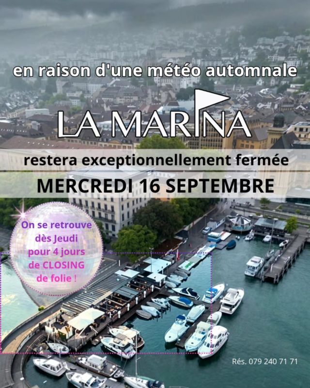 🚫 Exceptionnellement Fermés ce mercredi en raison d'une météo automnale annoncée 🌫

🪩 WEEK-END DE CLOSING :

♡ Jeudi 17 Sept. 🫕 FONDUE ⚠️ COMPLET
bars accessibles à tous•tes
♧ Vendredi 18 Sept. 🎧 IGOR BLASKA vs YVES LAROCK 🔉
◇ Samedi 19 Sept. 🍭🪅 OULALA 🍒🌶 Ibz concept jusqu'à 1h !
♤ Dimanche 20 Sept. 🛵🤌 ITALO-FRENCH ✊️🥖 JM vs SAMY 𝑺𝒊 𝒕𝒖 𝒏𝒆 𝒄𝒉𝒂𝒏𝒕𝒆𝒔 𝒑𝒂𝒔 𝒍𝒆𝒔 𝒂𝒖𝒕𝒓𝒆𝒔 𝒍𝒆 𝒇𝒆𝒓𝒐𝒏𝒕 𝒑𝒐𝒖𝒓 𝒕𝒐𝒊 

📲 rés. 079 240 71 71 

RÉOUVERTURE SAISON 2027 : 𝗝𝗘𝗨𝗗𝗜 𝟮𝟱 𝗠𝗔𝗥𝗦